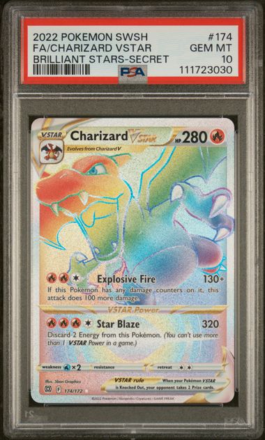PSA 10 2022 POKEMON SWORD & SHIELD BRILLIANT STARS #174 FA/CHARIZARD VSTAR BRILLIANT STARS-SECRET