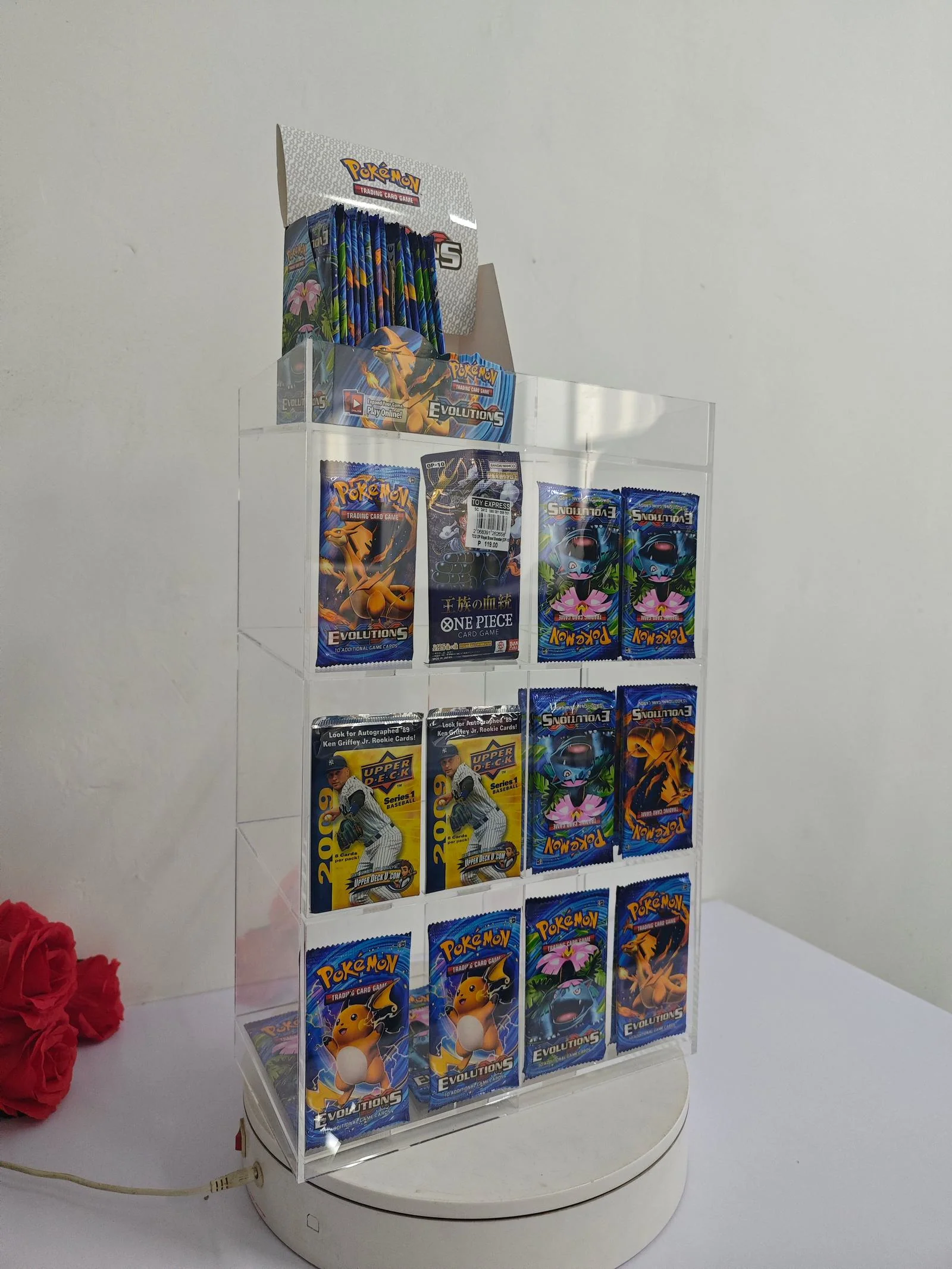 EVORETRO Acrylic Display Stand for Booster  DispenserPacks – Retail Counter Unit with Top Shelf - Image 11