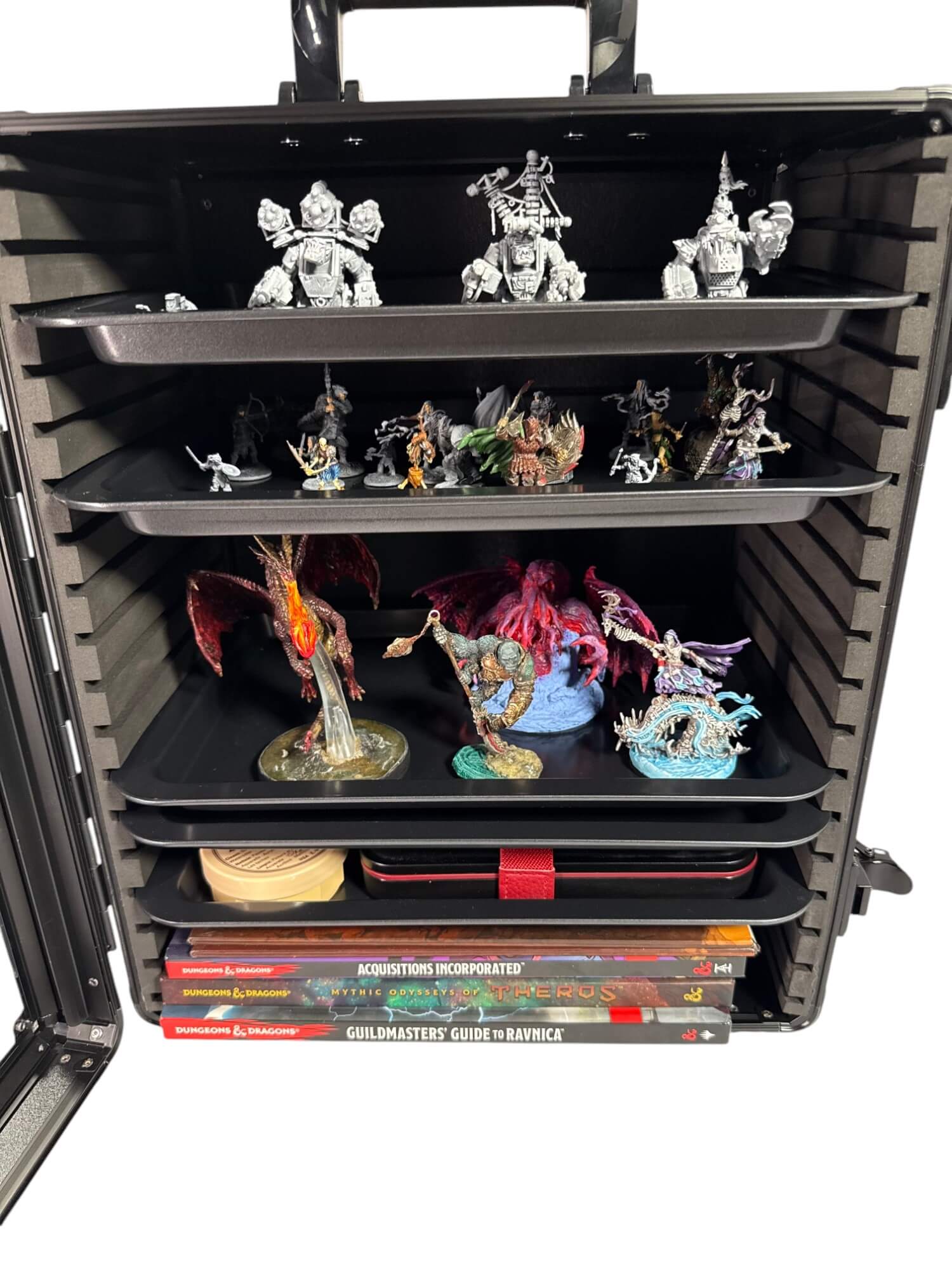 EVORETRO Aluminum Miniatures Display Case with 5 Magnetic Trays - Image 2