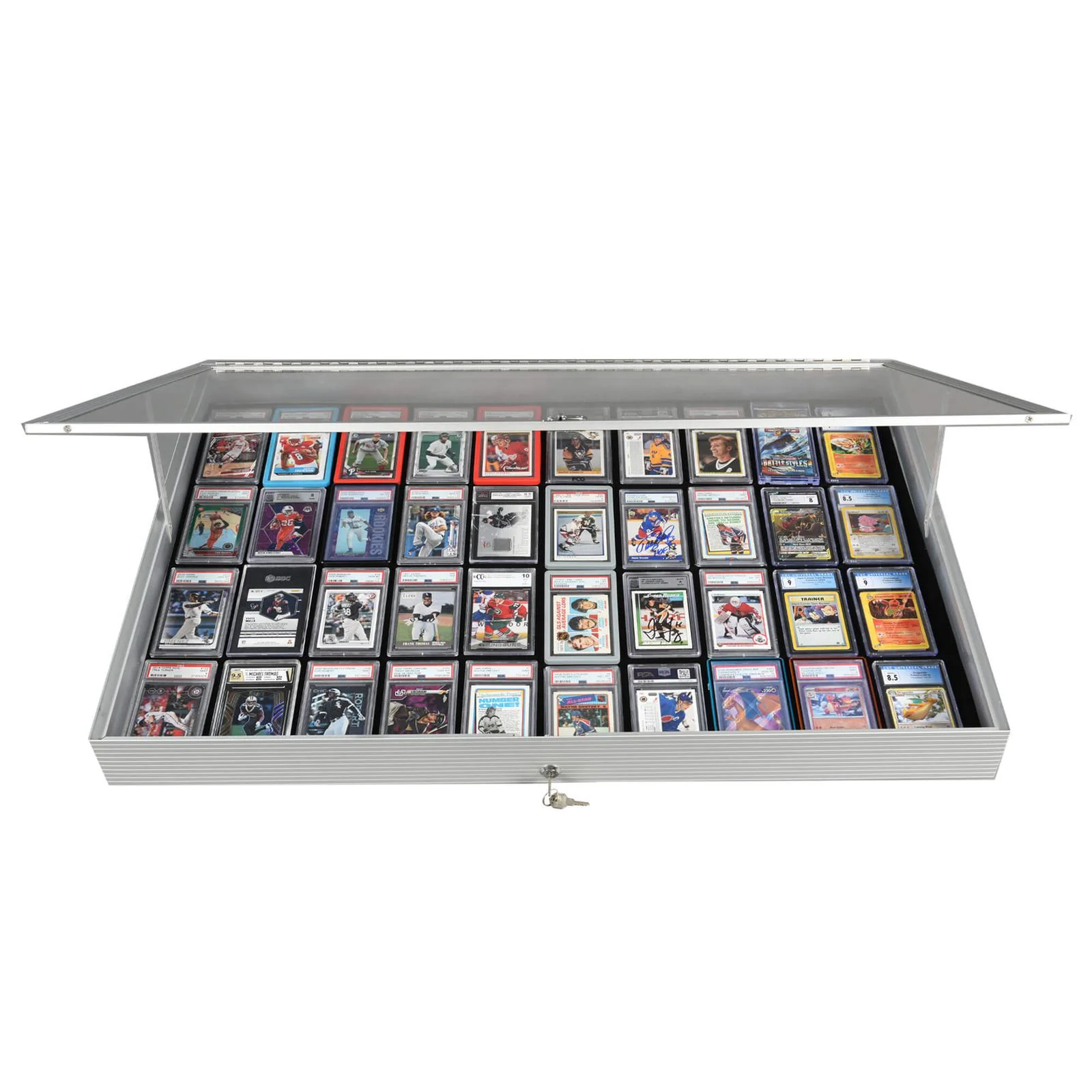 EVORETRO Lockable Aluminum Display Case 36 x 24 x 4" Silver– Secure Showcase for Collectibles - Image 10