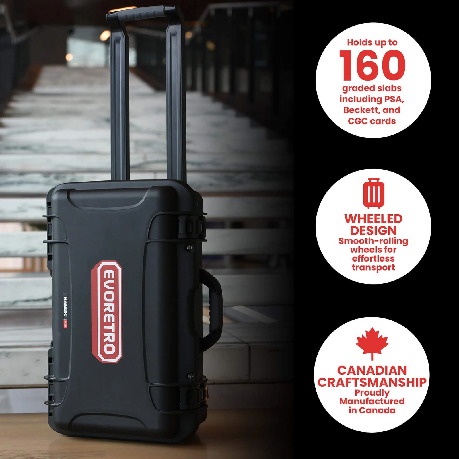 EVORETRO Waterproof Wheeled Card Case - Holds 160 Graded Slabs - Image 5