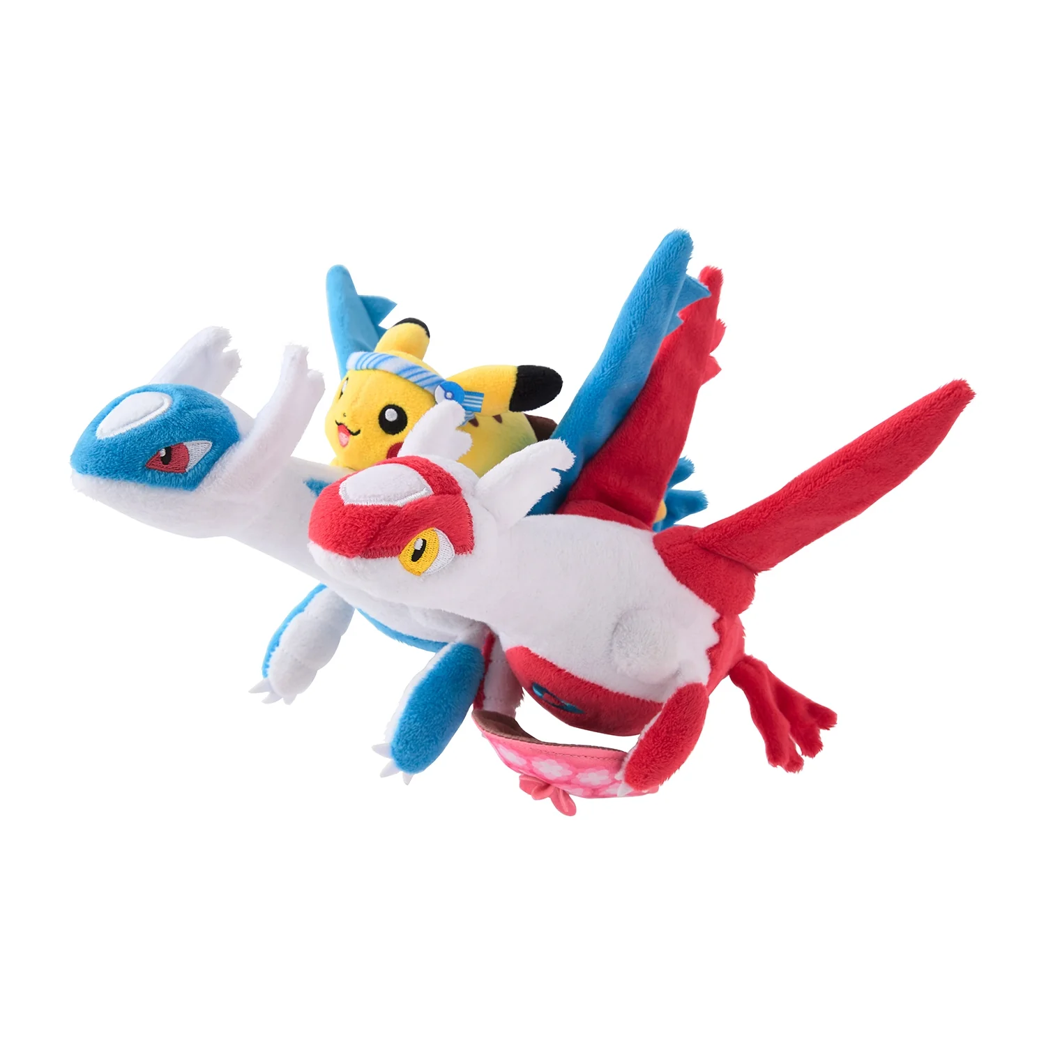 Pokemon Center Fukuoka Pikachu Riding Latias & Latios Plush (Pokémon Center Japan)