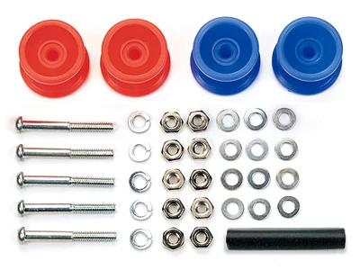 Tamiya Low Friction Plastic Double Rollers (Red & Blue / 13-12mm) 4wd Mini Racer